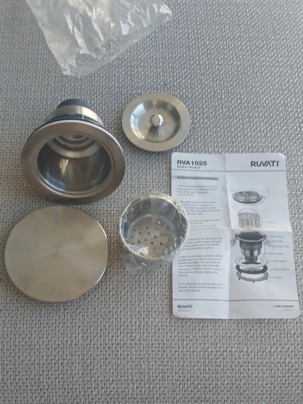 Stainless Steel Sink Strainer and Stopper - Brushed Silver